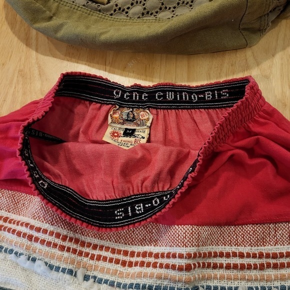 #upcycled vintage Red Elastic waist Mini Skirt Bohemian Hand Made - Picture 3 of 11